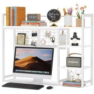 Desk shelf organizer 4 tier desktop hutch monitor stand bookshelf home office